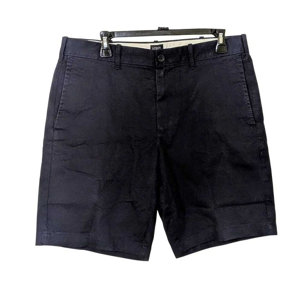 J. Crew Navy Chino Shorts 9 Inch Inseam Size 33 Flat Front NWOT‎ $80